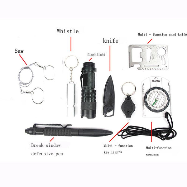9 in 1 Outdoor Survival Kit